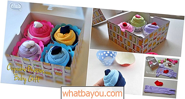 Bedårende DIY baby gaveidé: Hvordan rulle sammen onesies som cupcakes