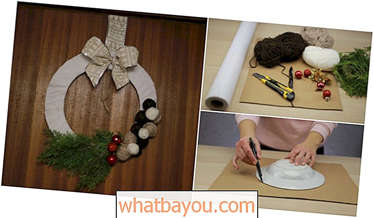 Slik lager du en rustikk julekrans av papp og garn