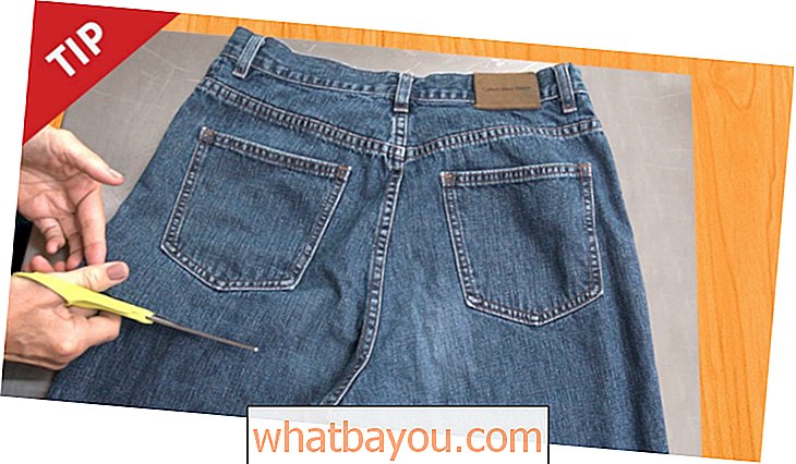 Gjør dine gamle jeans til et hageforkle på bare sekunder, ved å bruke bare et par saks