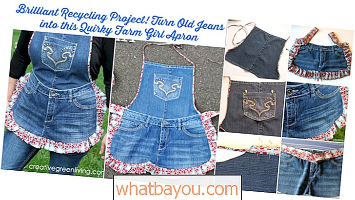 Vynikajúci projekt recyklácie!  Premeňte staré džínsy na túto nepredvídateľnú zásteru farmárskeho dievčaťa